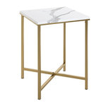 Paris Prix Table d'Appoint Carrée Effet Marbre  Alba  55cm Or