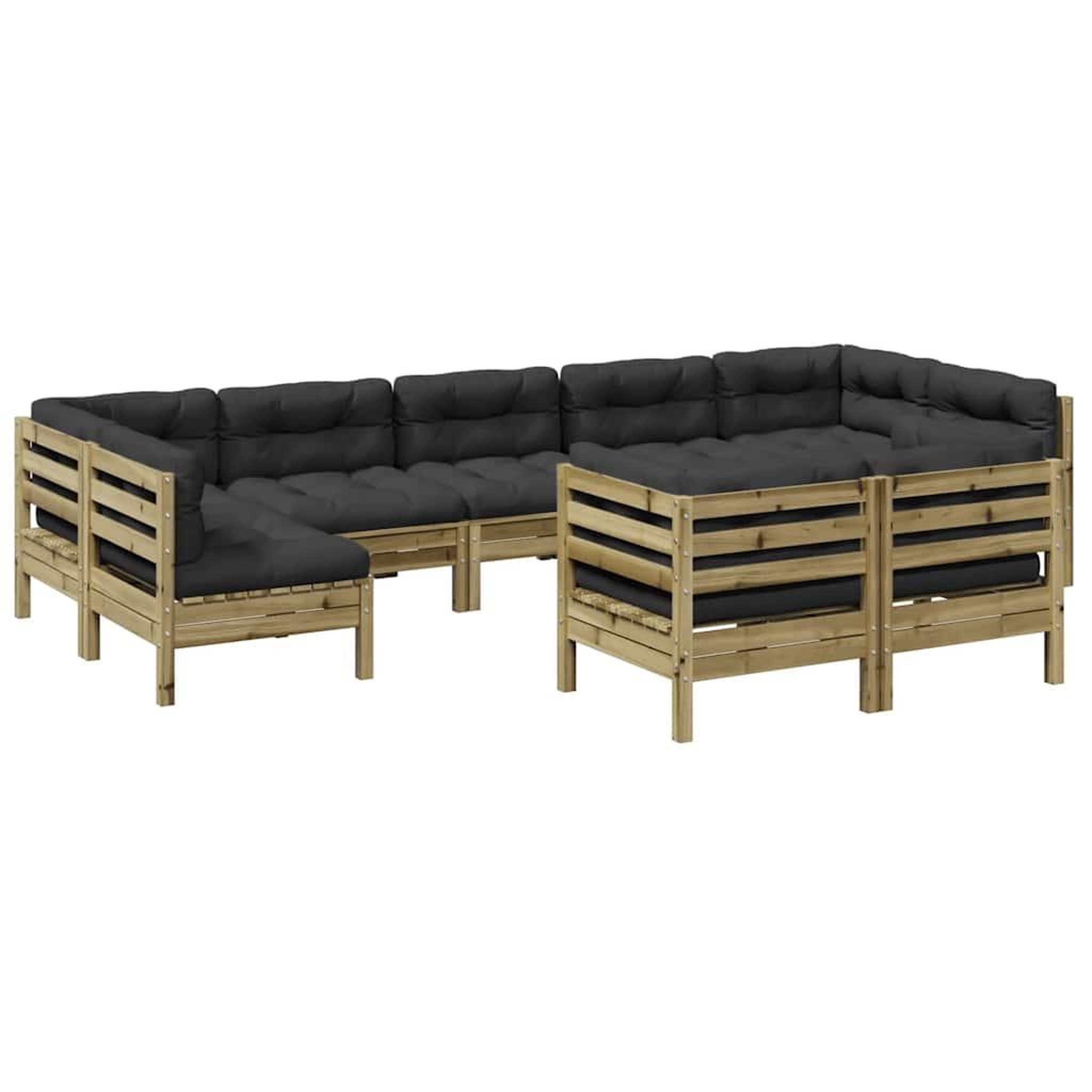 VIDAXL Salon de jardin 9 pcs avec coussins bois de pin impregne
