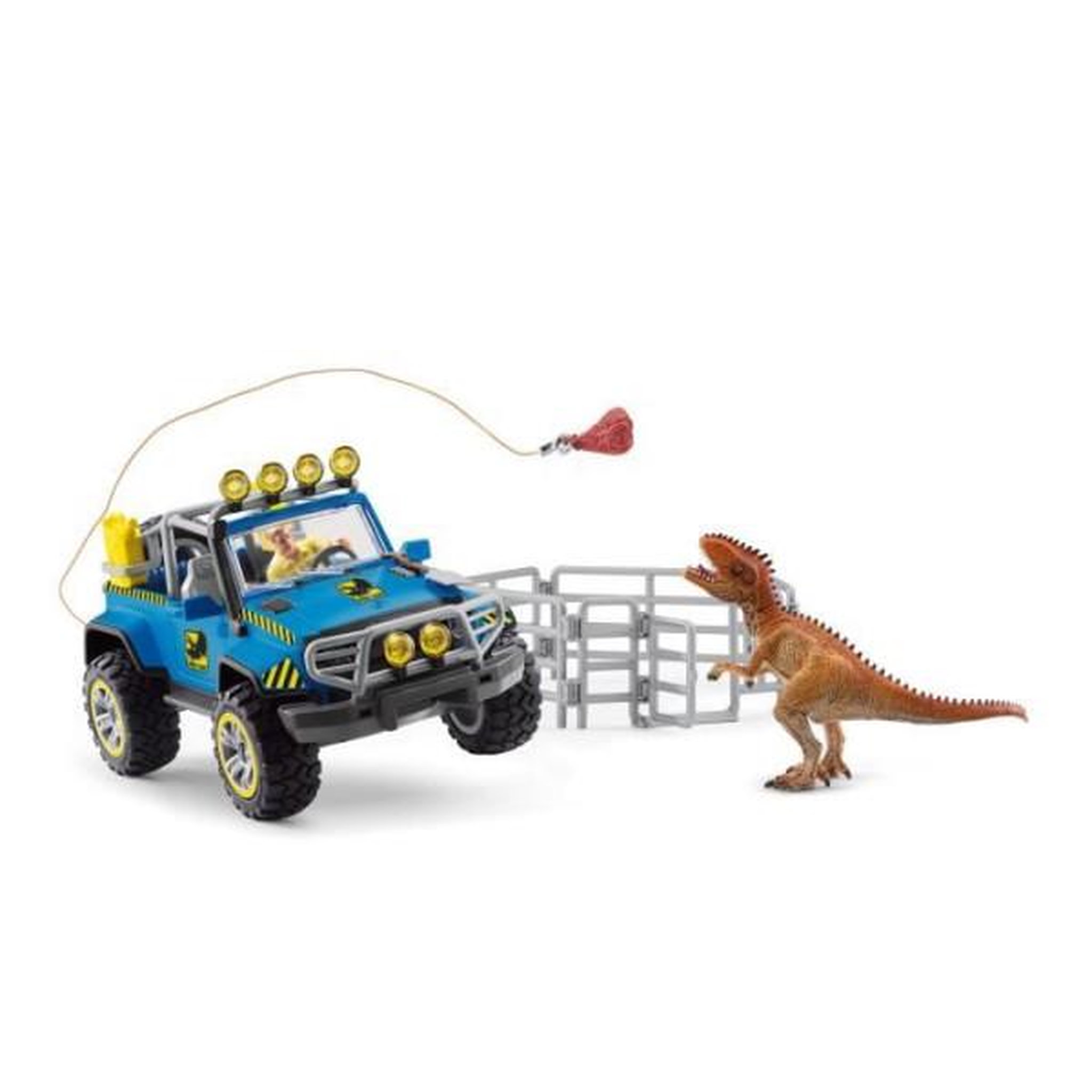 Schleich Coffret Voiture tout-terrain avec avant-poste Dino, jouet dinosaure pour enfants, des 4 ans, Schleich 41464 DINOSAURS