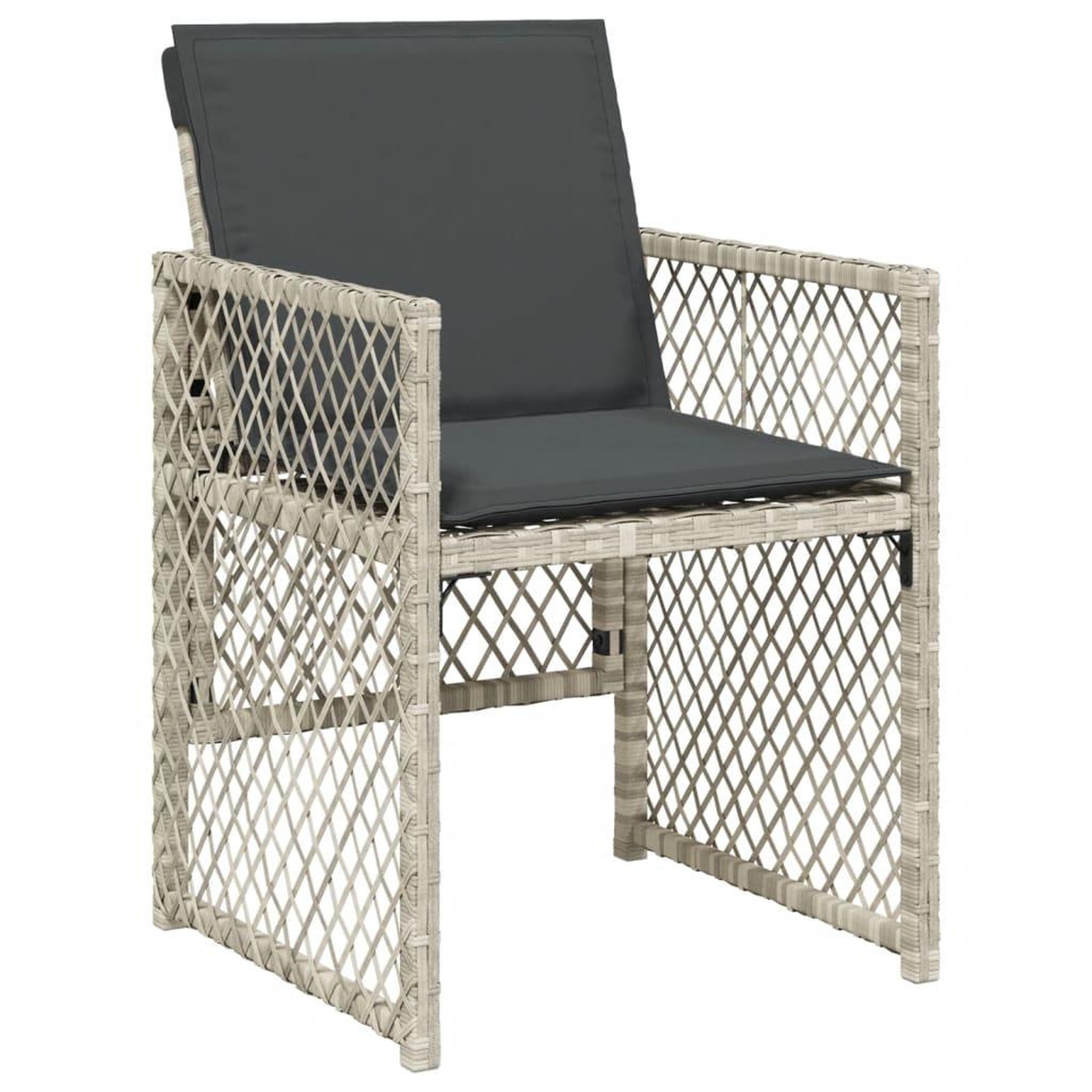 Voir la diapositive 4 : VIDAXL Ensemble a manger de jardin et coussins 15 pcs gris clair rotin