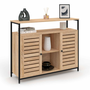 Voir la diapositive 1 : ID MARKET Buffet 2 portes persiennes 100 cm HALIFAX design industriel