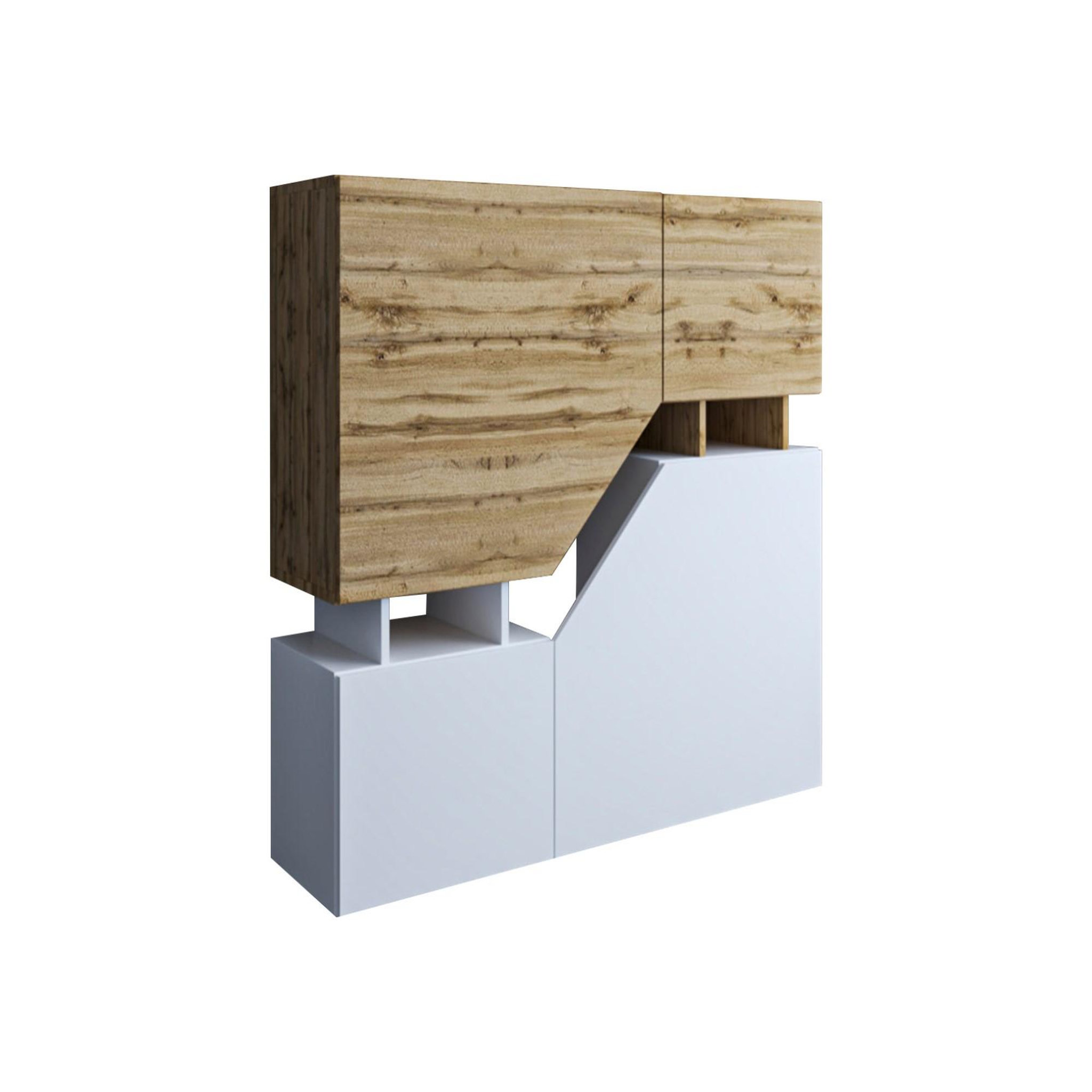 BEST MOBILIER Pitt - buffet haut - 4 portes - 120 cm. Coloris disponibles : Marron