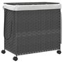 Voir la diapositive 2 : VIDAXL Panier a linge avec roulettes gris 60x35x60,5 cm resine tressee
