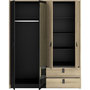 Voir la diapositive 6 : PARISOT Armoire - Chene / Noir - 4 portes 2 tiroirs - 162 x 52,1 x 199,2 cm - PARISOT