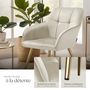 Voir la diapositive 4 : tectake Chaise de salle à manger en velours rembourré capitonné crème/or Lot de 4