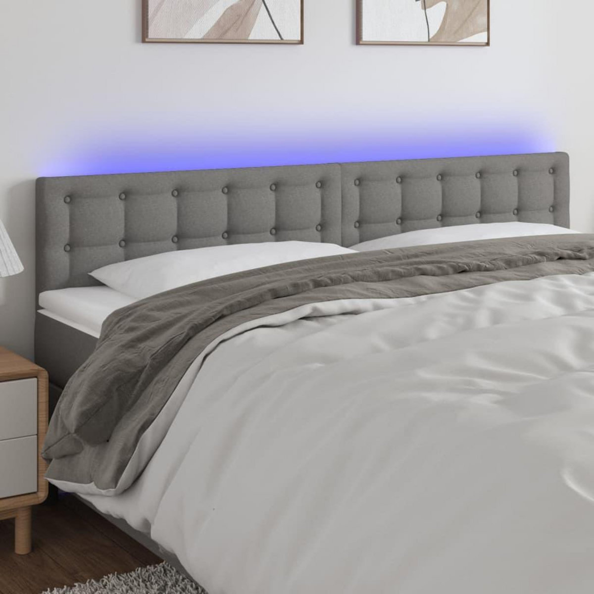 VIDAXL Tete de lit a LED Gris fonce 200x5x78/88 cm Tissu
