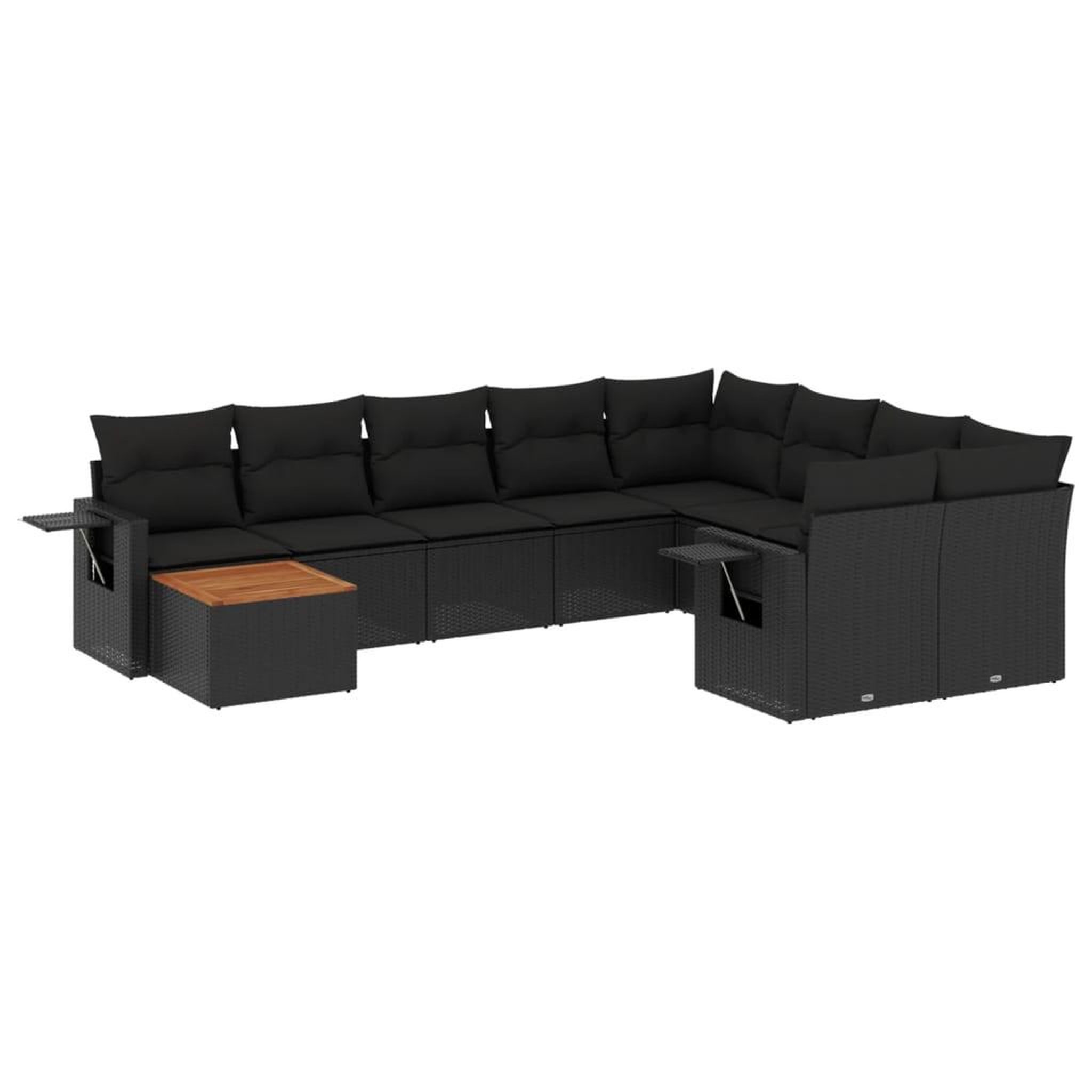 Voir la diapositive 2 : VIDAXL Salon de jardin 10 pcs avec coussins noir resine tressee