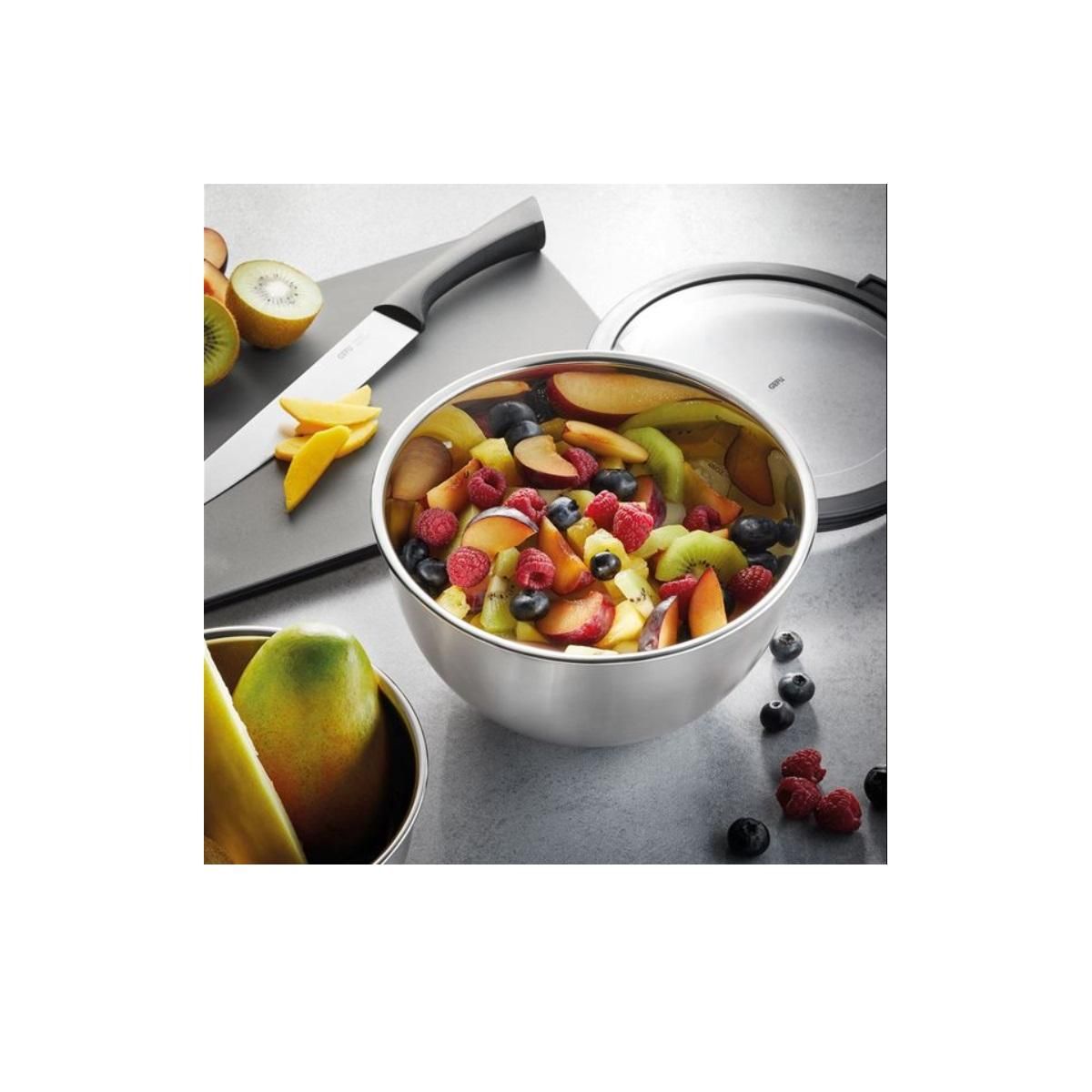 GEFU Lot de 3 saladiers 1l/2,5l/4,5l avec couvercle hermétique inox - 89430