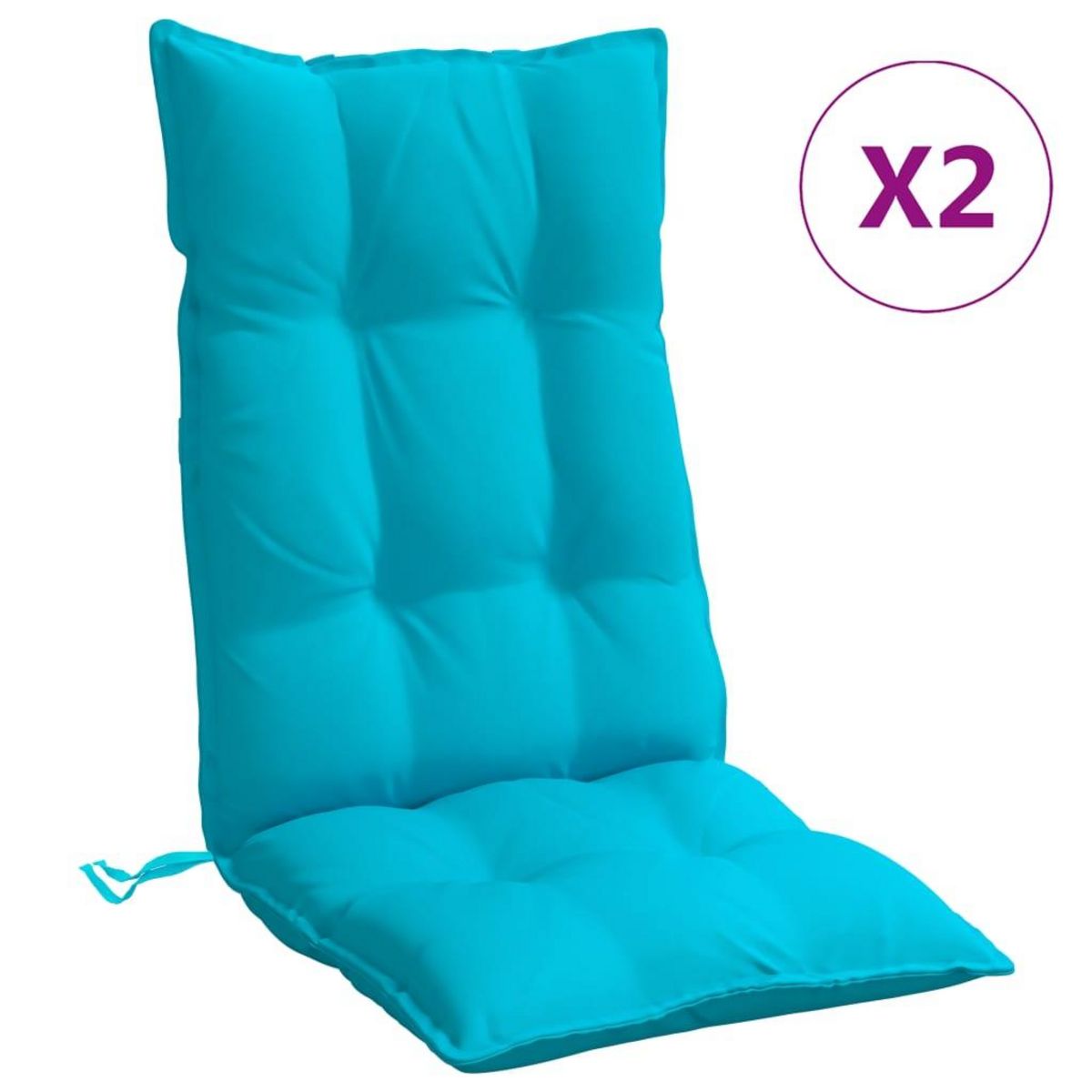 VIDAXL Coussins de chaise a dossier haut lot de 2 turquoise