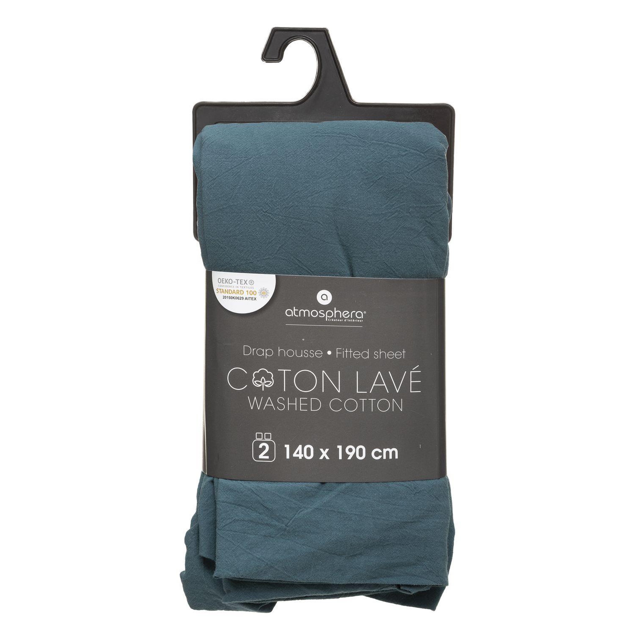 Voir la diapositive 1 : ATMOSPHERA Drap housse bonnet 27 cm 100% coton lavé