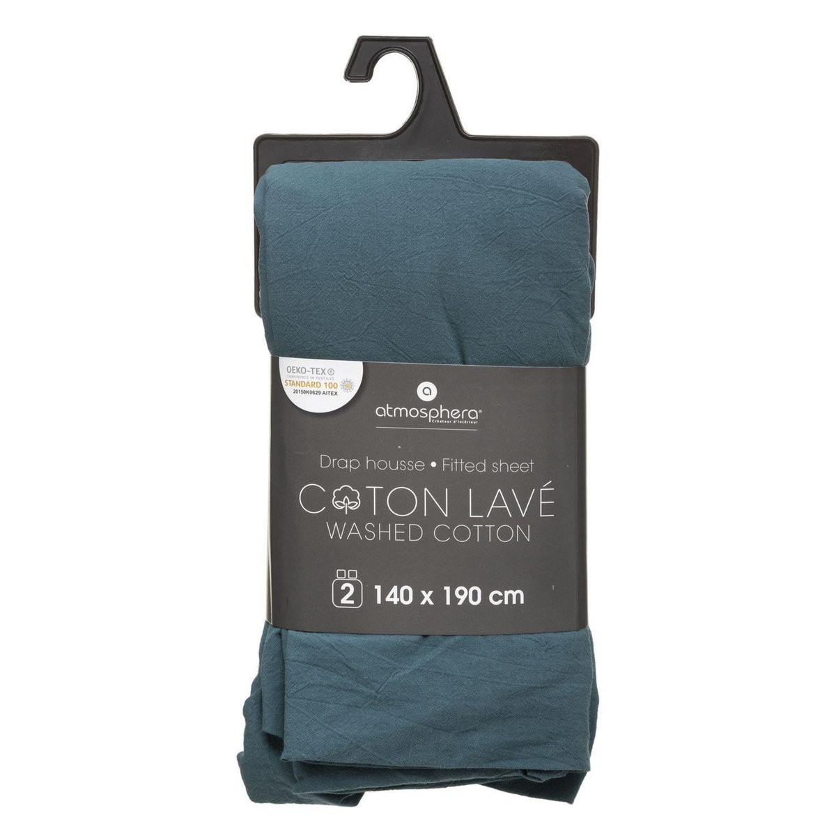 ATMOSPHERA Drap Housse bonnet 27 cm 100% Coton lavé