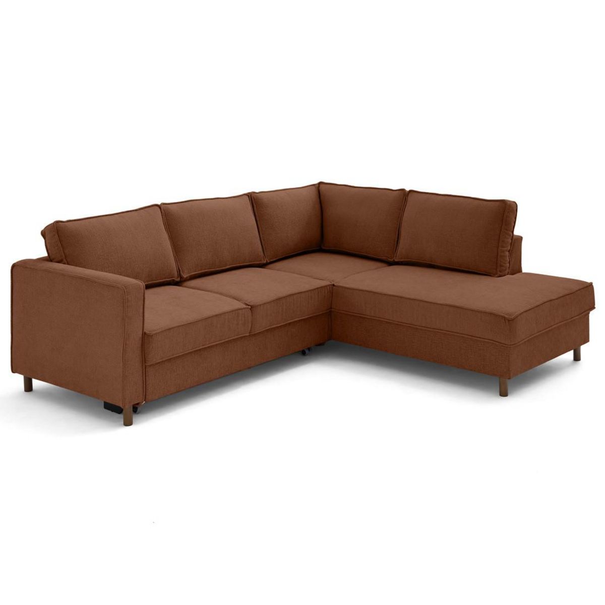 LISA DESIGN Jake - canapé d'angle droit 5 places convertible en tissu velours relief