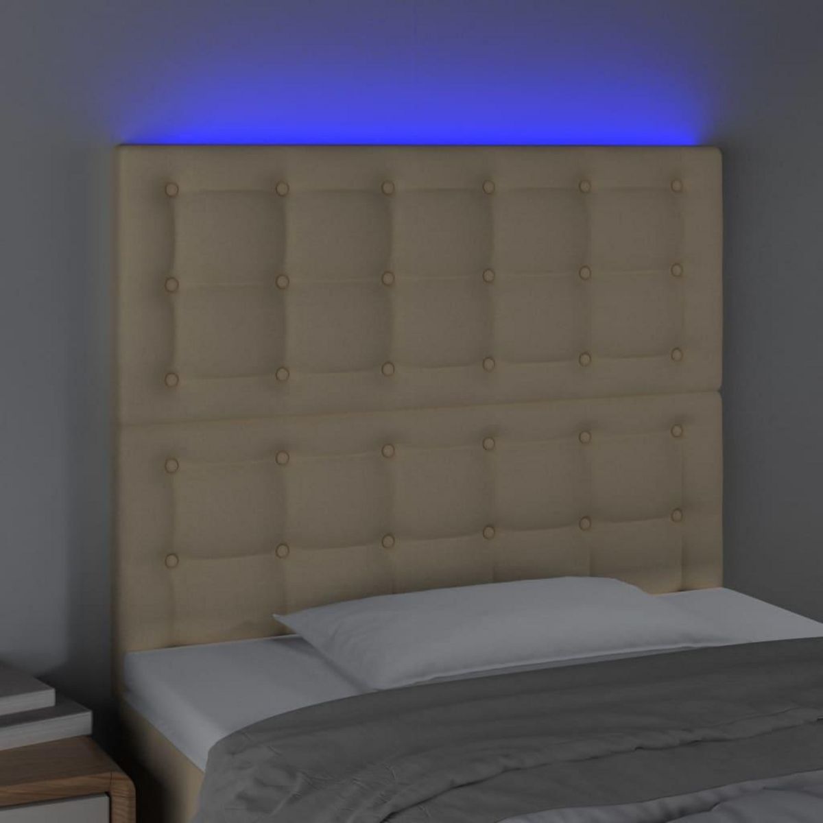 VIDAXL Tete de lit a LED Creme 100x5x118/128 cm Tissu