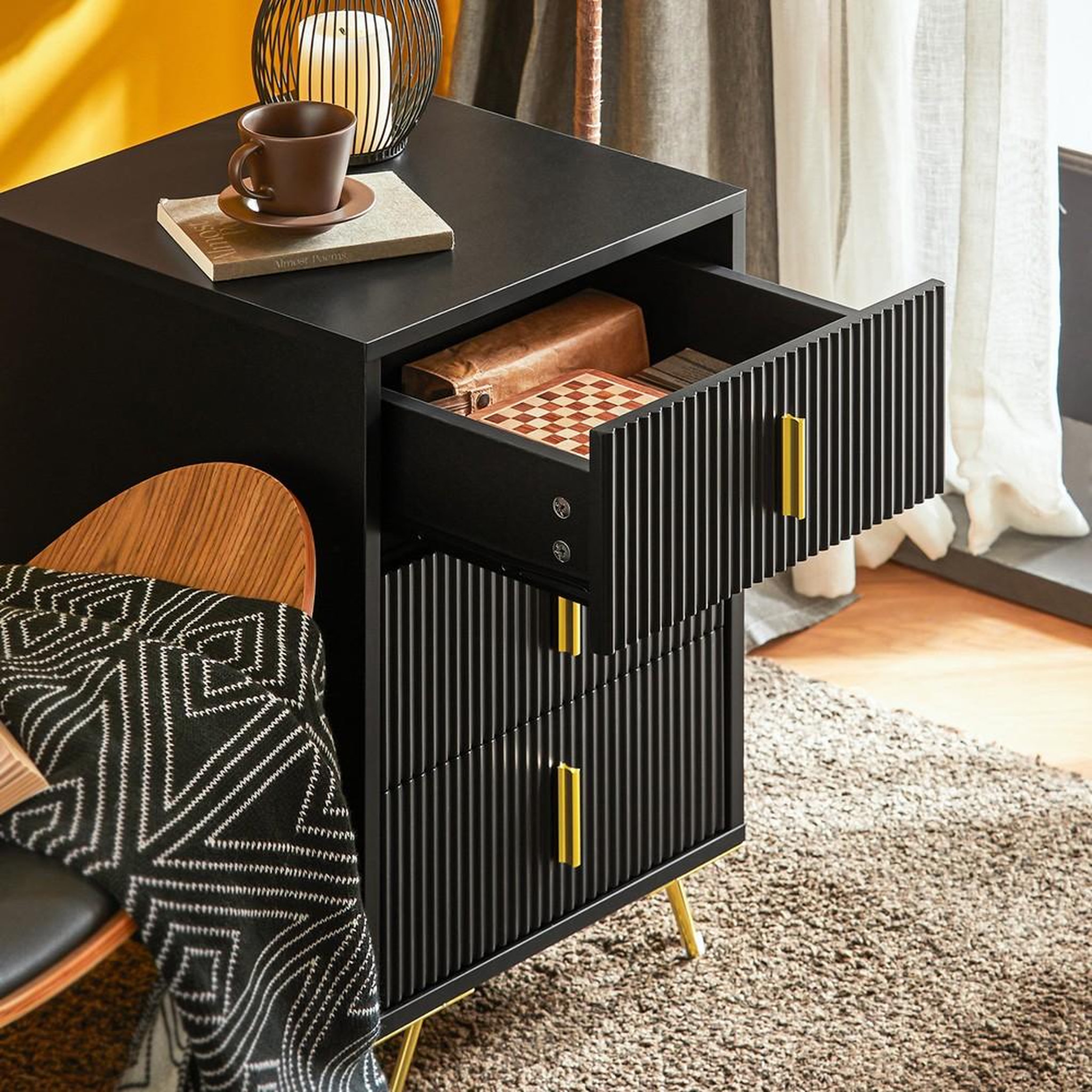 Voir la diapositive 6 : SOBUY SoBuy - Table De Chevet à 3 tiroirs - Moderne - FBT115-L