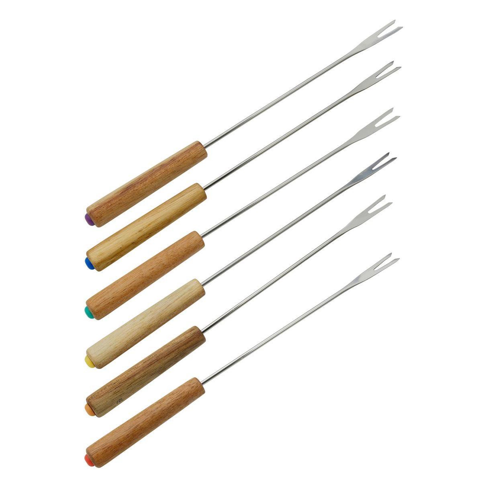 Fackelmann Lot de 6 fourchettes à fondue savoyarde en bois FSC Fackelmann Nature