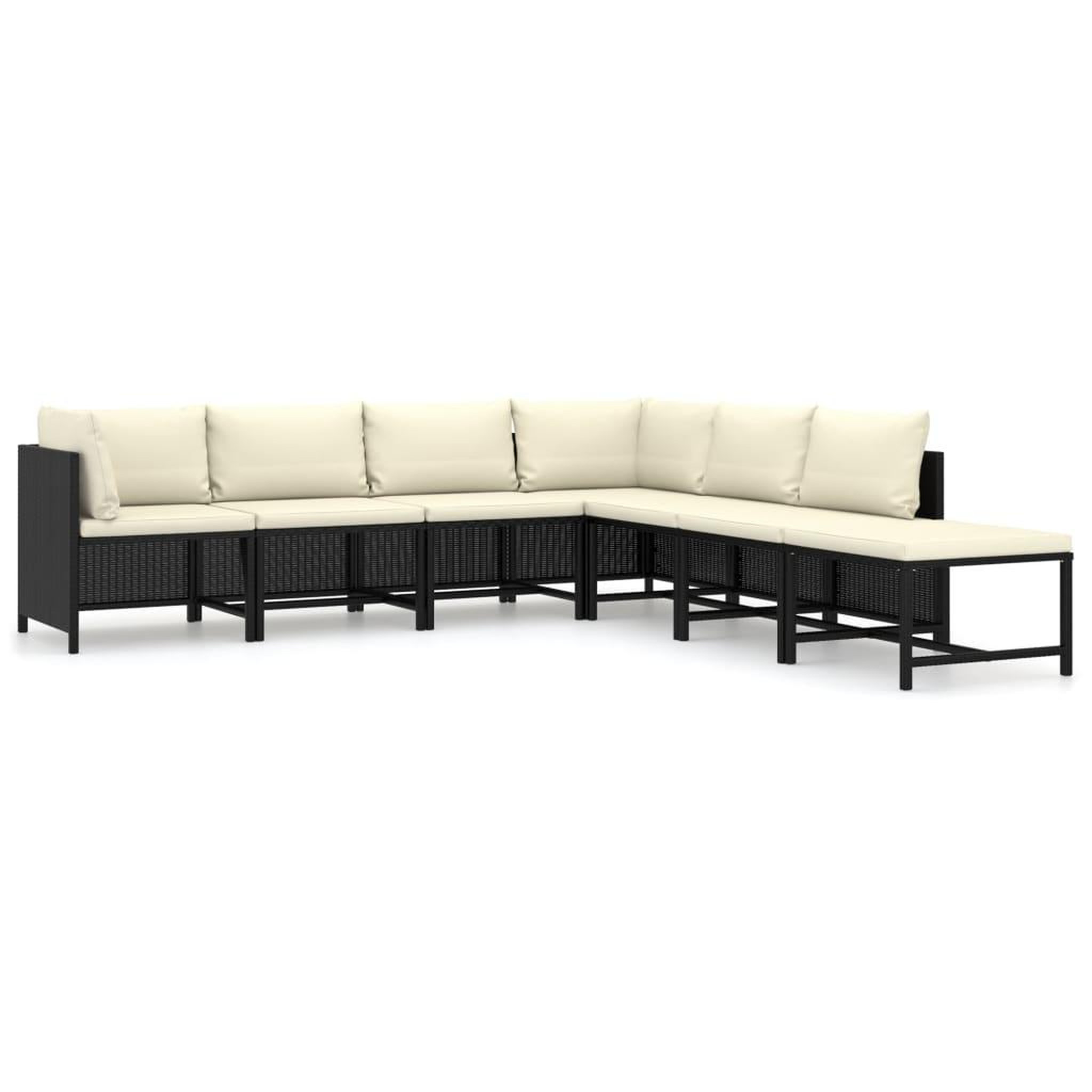Voir la diapositive 2 : VIDAXL Salon de jardin 7 pcs avec coussins resine tressee noir