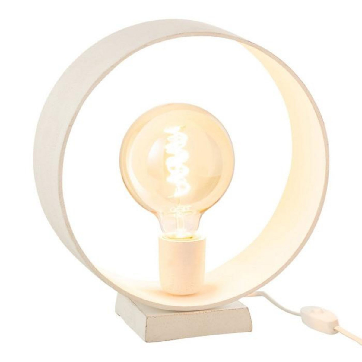 Paris Prix Lampe à Poser Design  Cercle  32cm Blanc