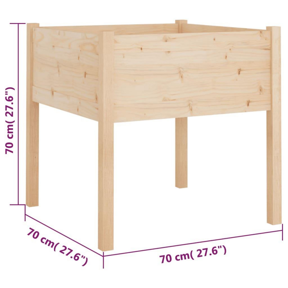 VIDAXL Jardiniere d'exterieur 70x70x70 cm bois de pin massif