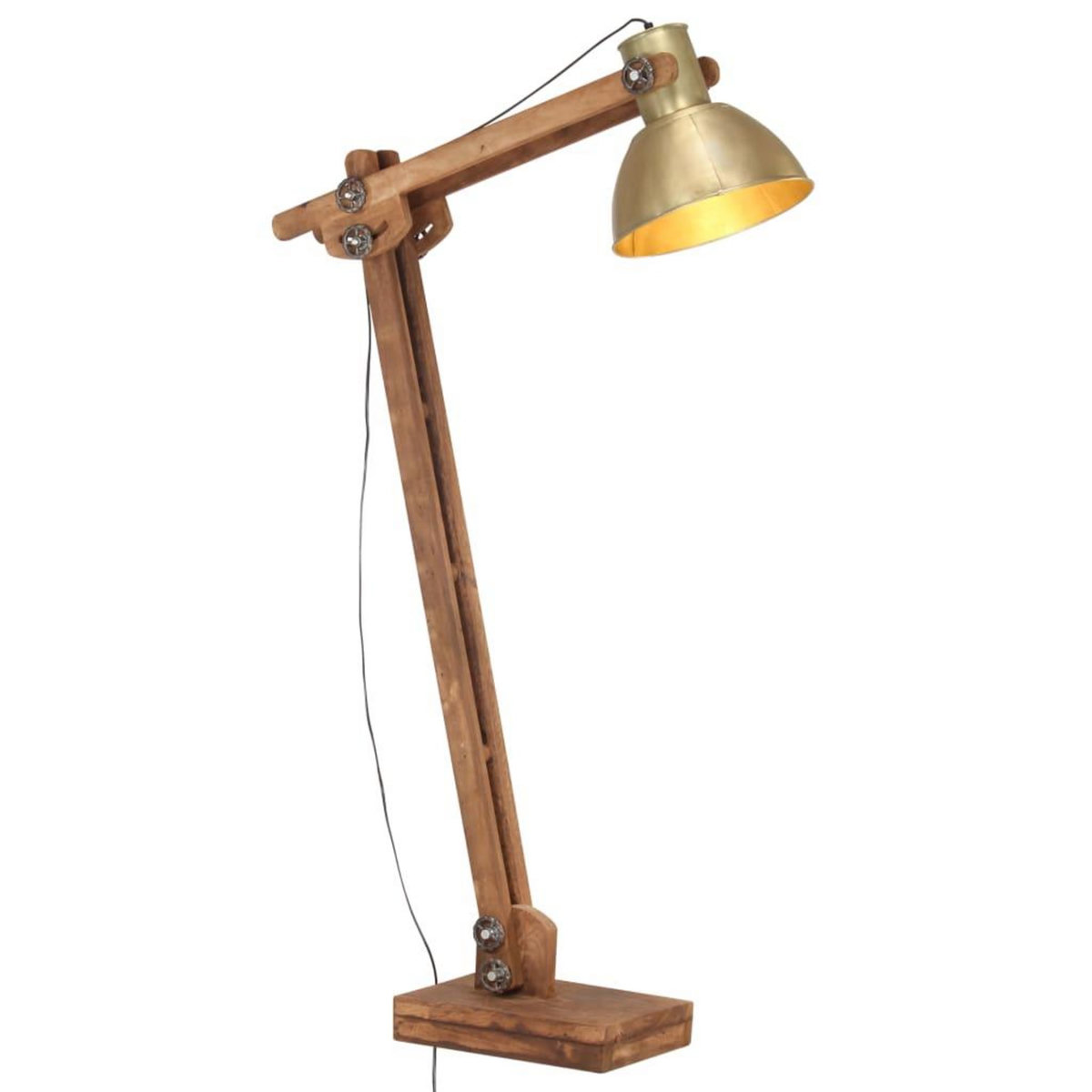 VIDAXL Lampadaire Laiton Bois de manguier massif E27