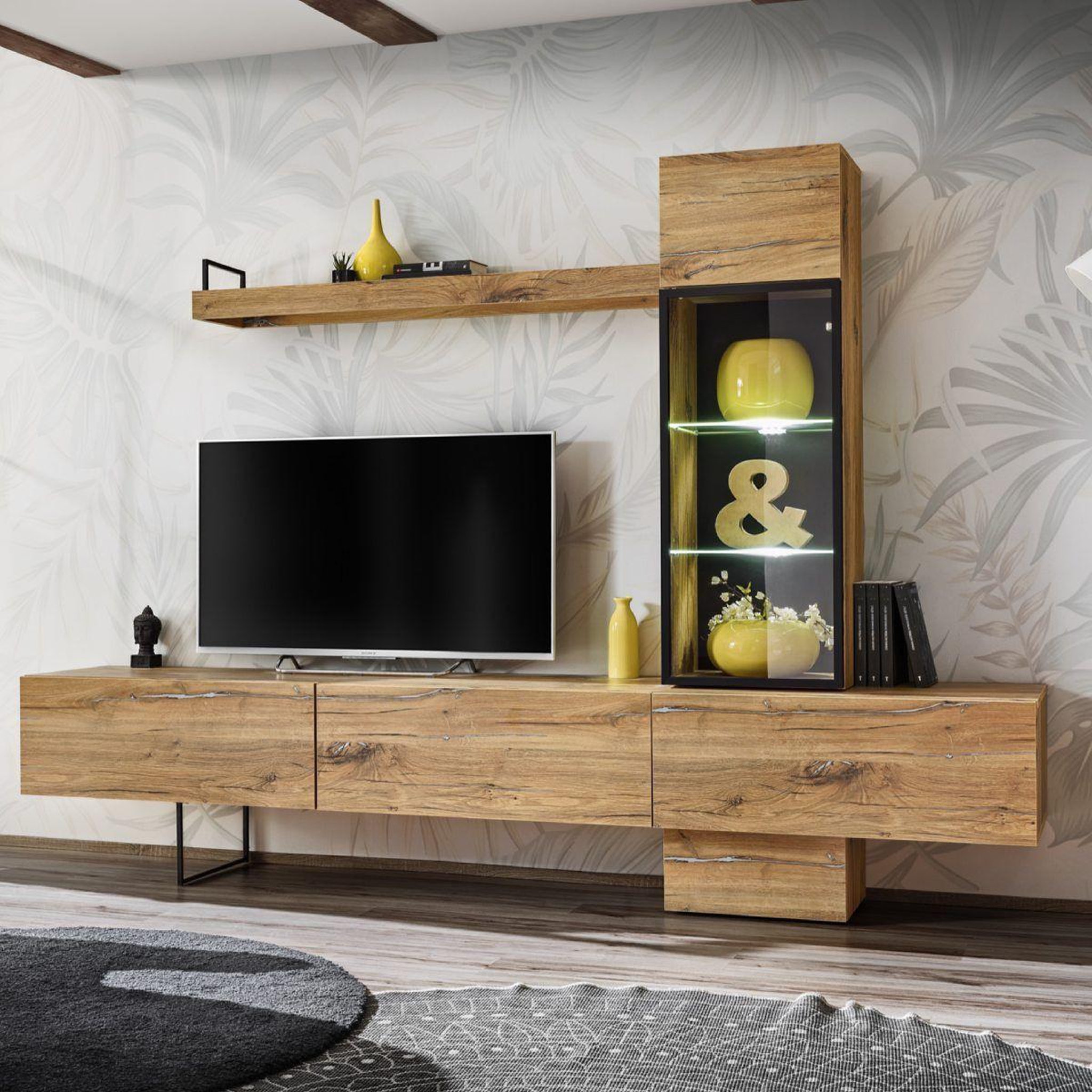 Paris Prix Ensemble meuble tv design  rise  240cm chêne