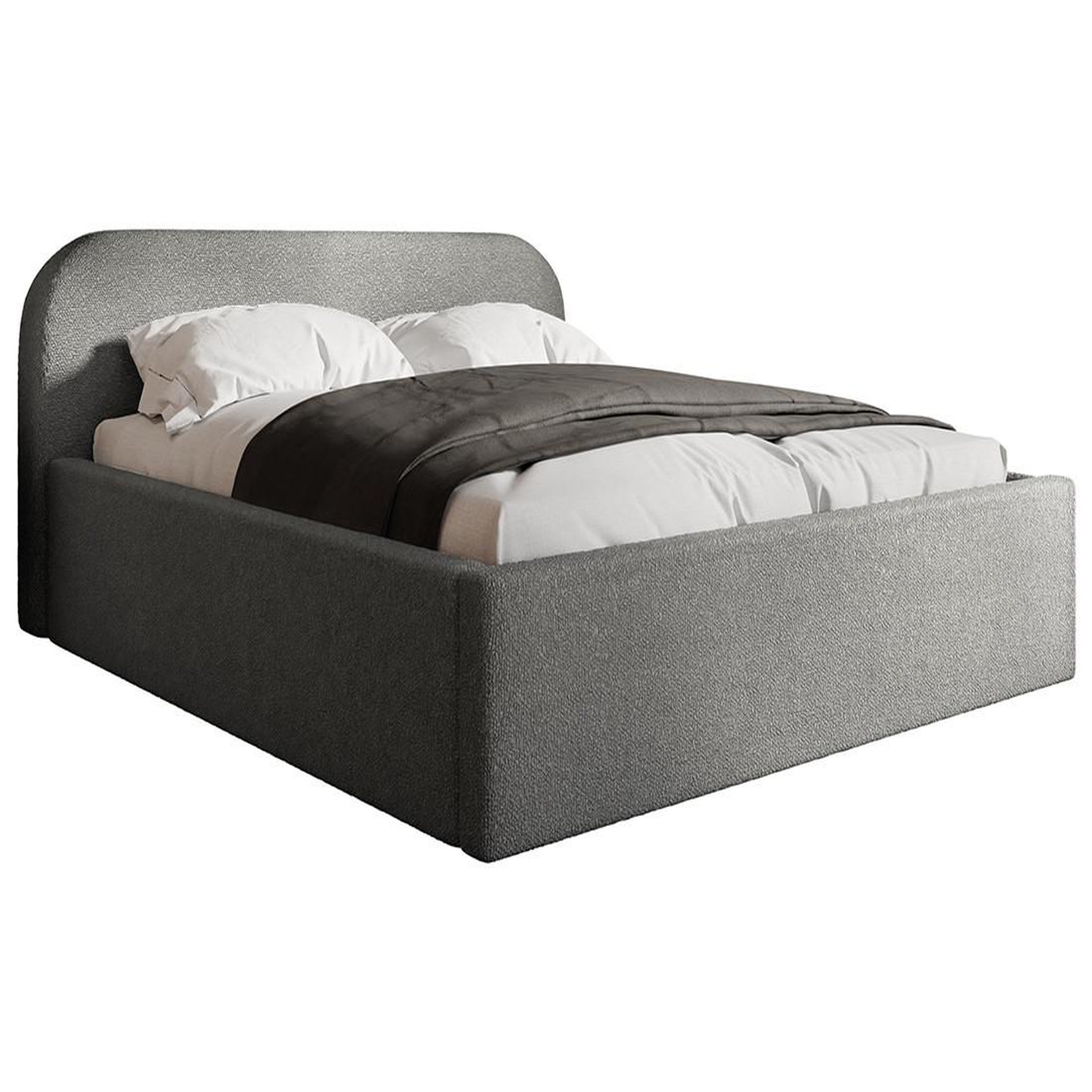 Voir la diapositive 2 : BEST MOBILIER Orane - lit coffre - 160x200 cm - en tissu bouclette