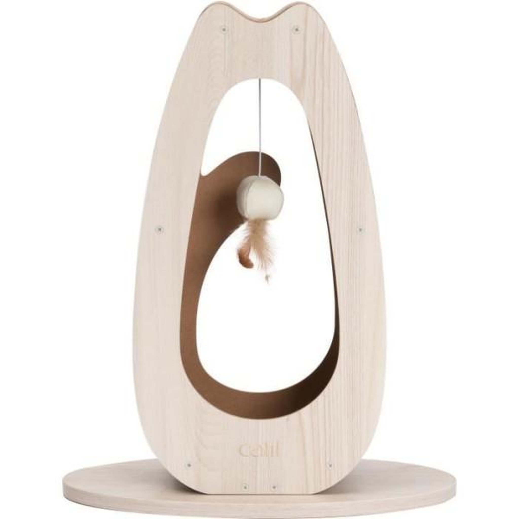 MARKET24 Griffoir pour chat - CATIT - Pixi Grand - Avec balle en tissu et plume - Aspect chene naturel