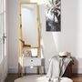 Voir la diapositive 2 : HOMCOM Miroir sur pied avec rangement tiroir en bambou et MDF - dim. 45L x 30l x 160H cm - blanc et naturel