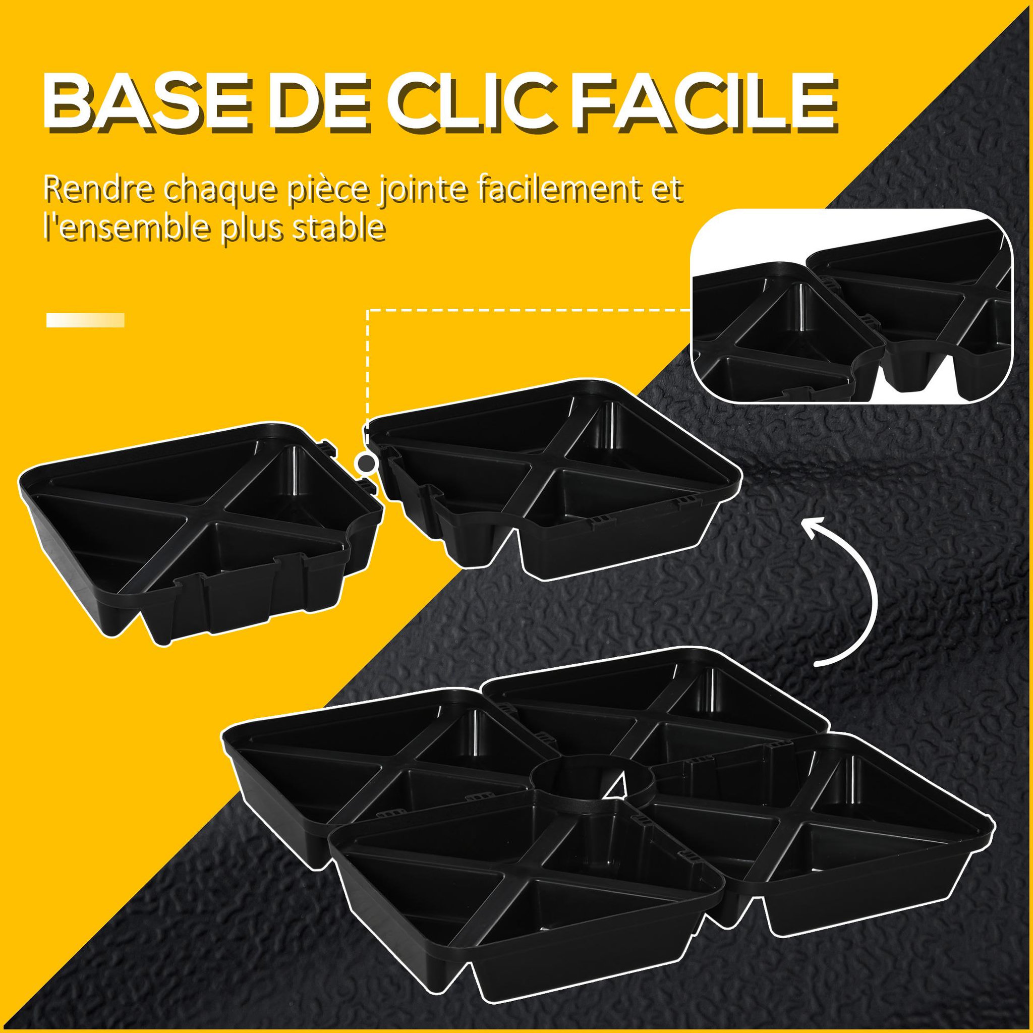 Voir la diapositive 5 : OUTSUNNY Lot de 4 poids de lestage pour parasols déportés piètement croix Ø mât 4,8 cm polypropylène texturé noir