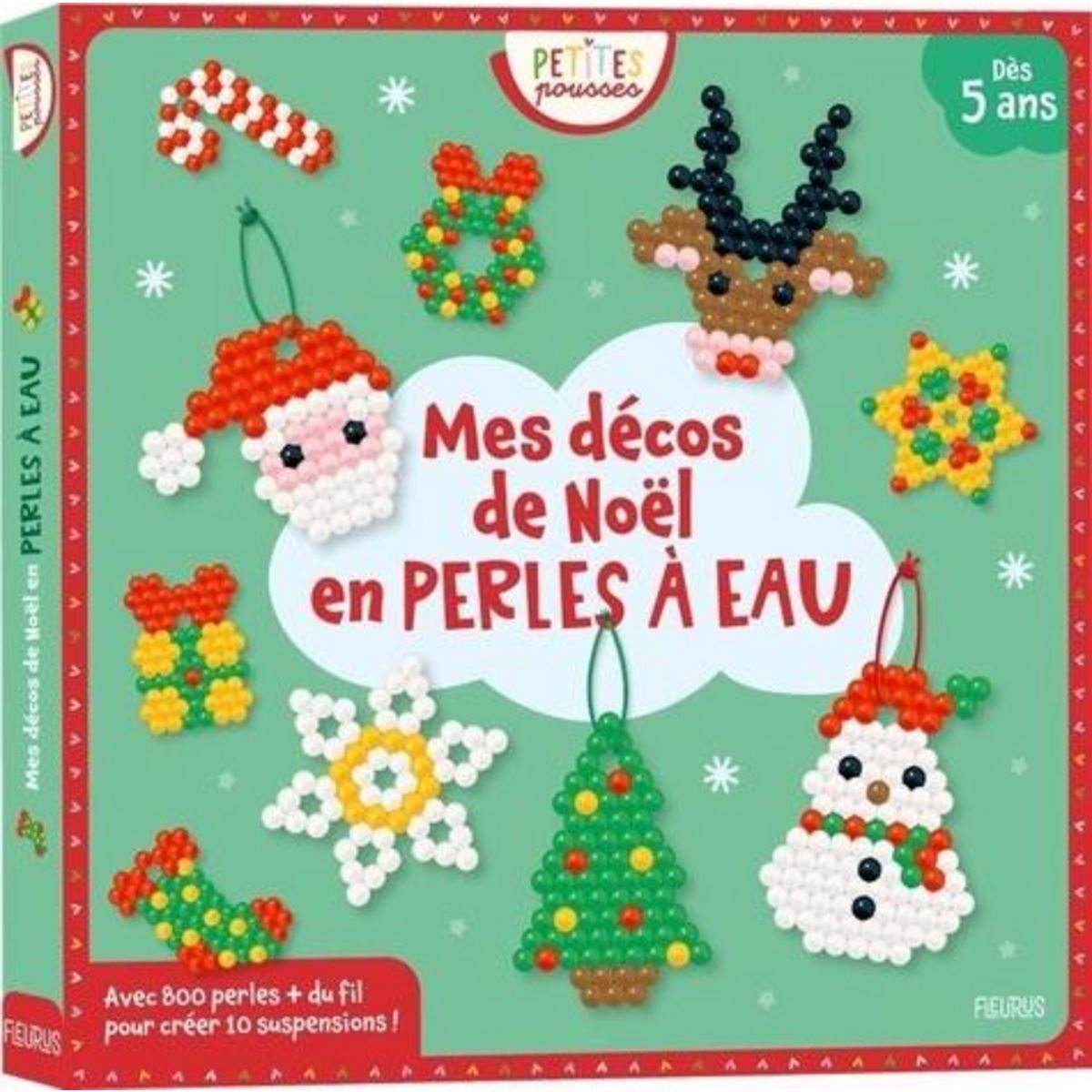 MES DECOS DE NOEL EN PERLES A EAU. AVEC 800 PERLES, DU FIL, 10 MODELES ET UN KIT COMPLET, Lebreton Pauline