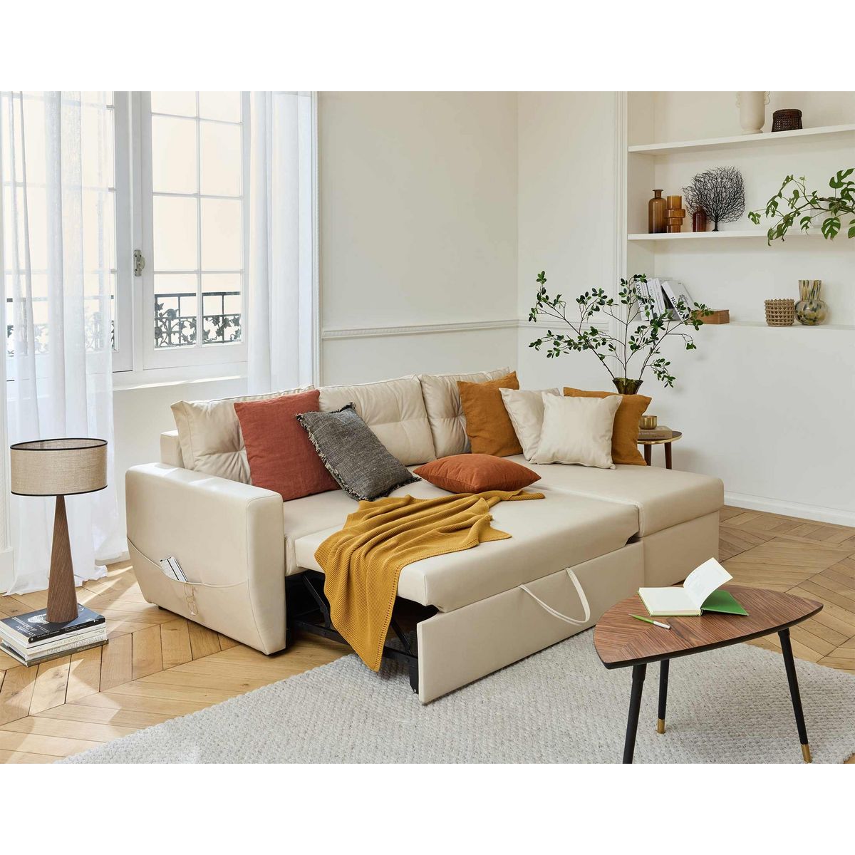 BEST MOBILIER Astoria - canapé d'angle réversible 4 places - convertible avec coffre - en simili