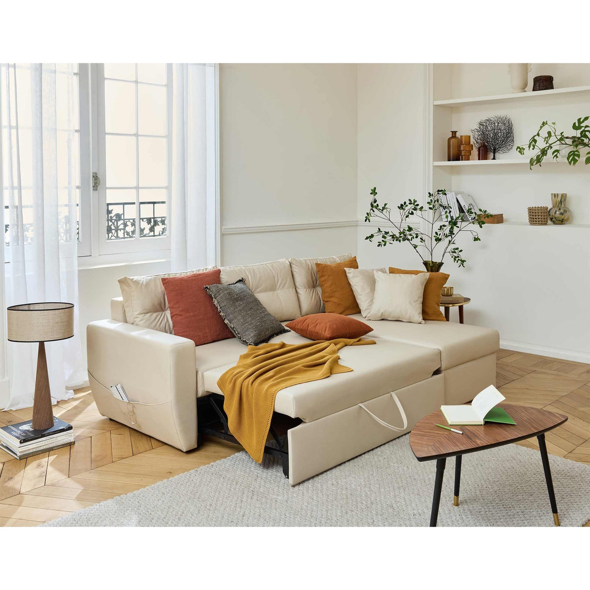 BEST MOBILIER Astoria - canapé d'angle réversible 4 places - convertible avec coffre - en simili