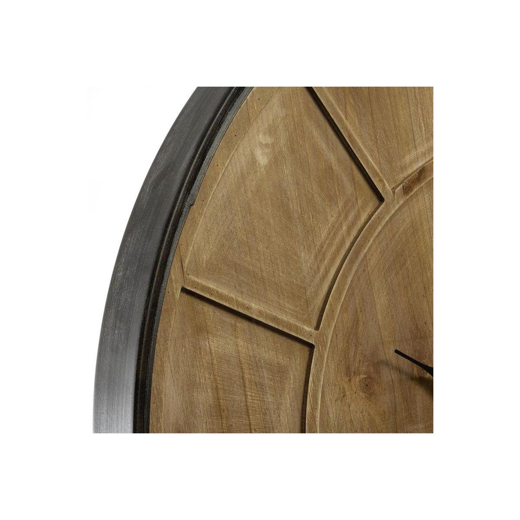 Voir la diapositive 2 : ATMOSPHERA Pendule Ronde en Métal & Bois  Alia  80cm Naturel