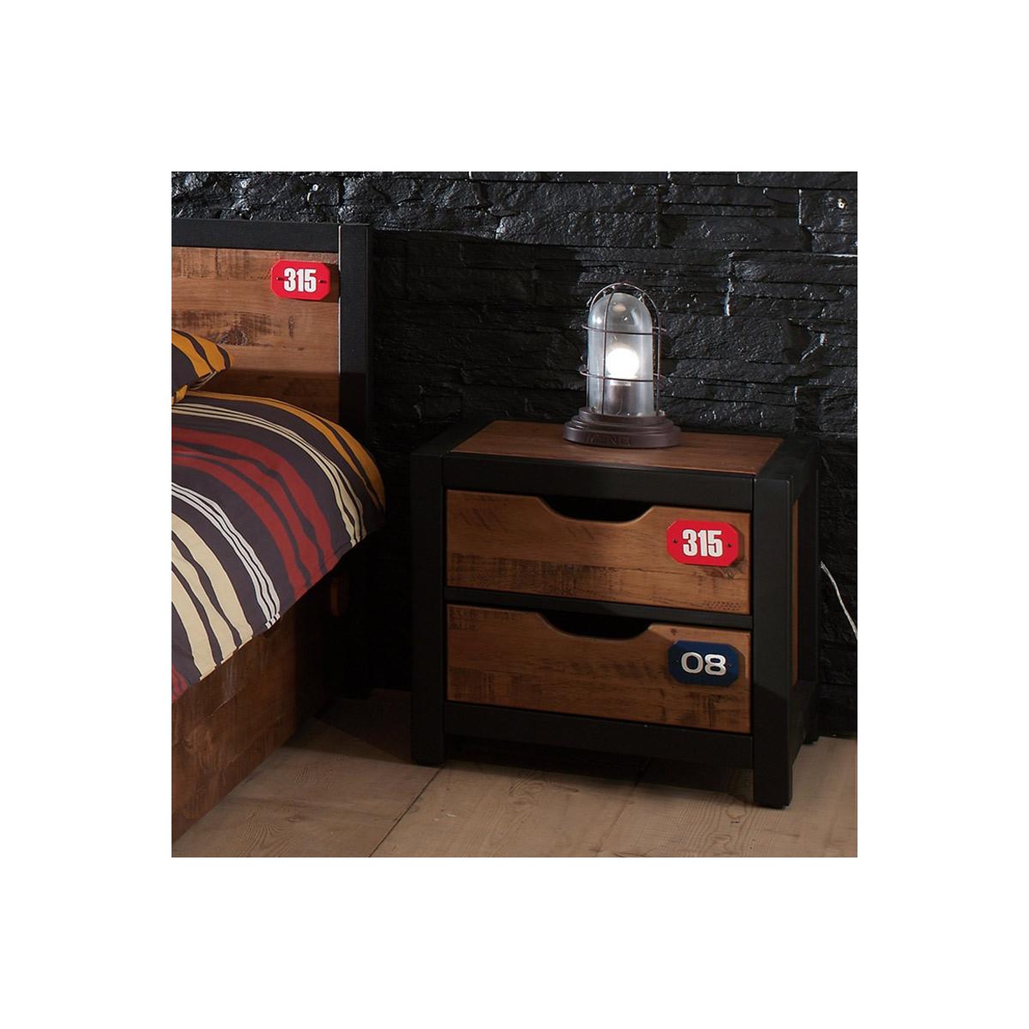 Voir la diapositive 3 : Paris Prix Table de chevet enfant  alex  50cm marron & noir