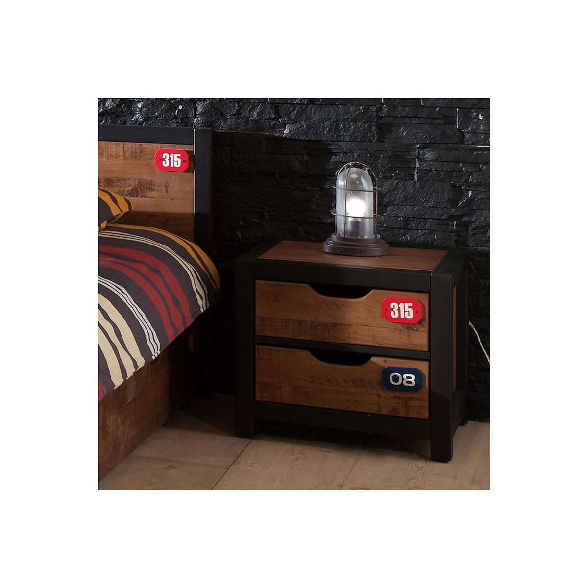 Paris Prix Table de Chevet Enfant  Alex  50cm Marron & Noir