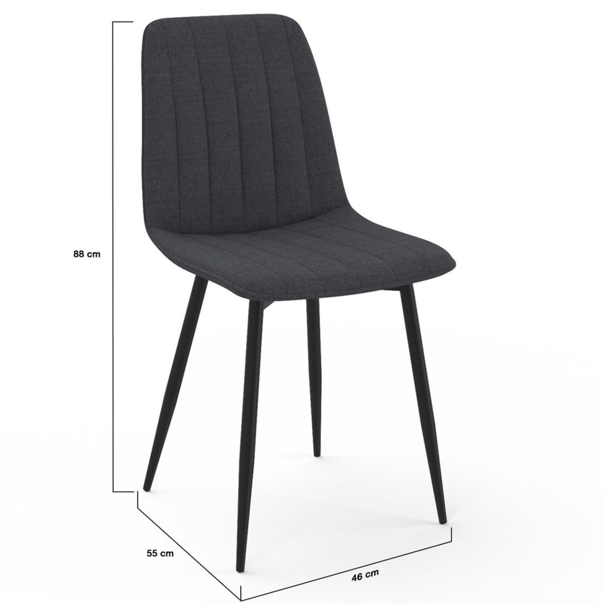 ID MARKET Lot de 6 chaises MIRA en tissu gris foncé pour salle à manger
