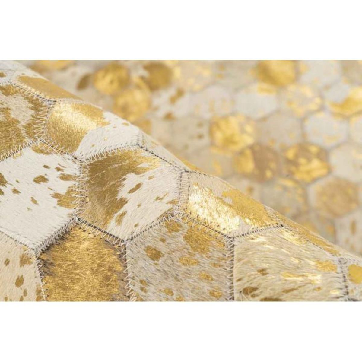 Paris Prix Tapis Fait Main en Cuir à Poils Ras  Ravi  Or