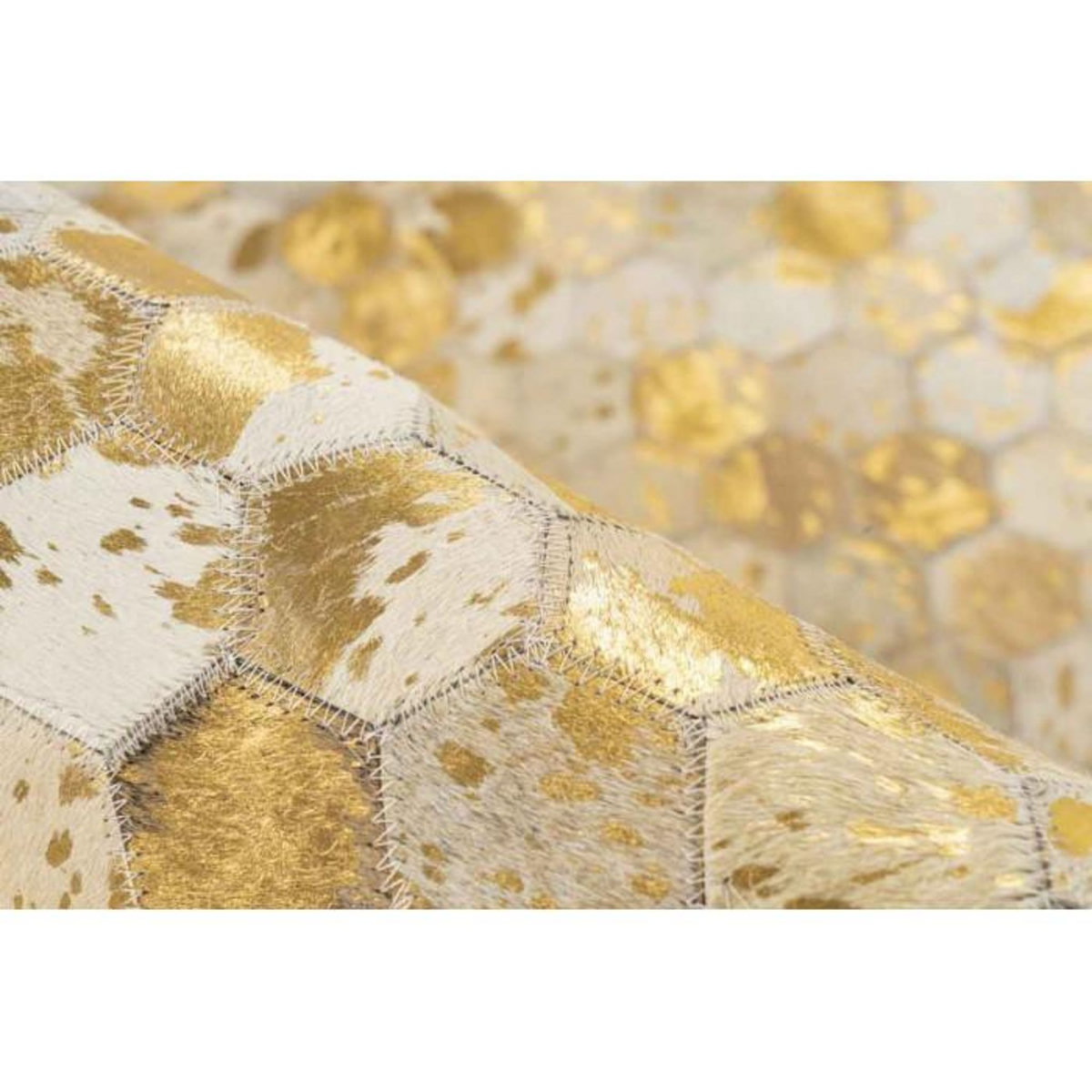 Paris Prix Tapis Fait Main en Cuir à Poils Ras  Ravi  Or