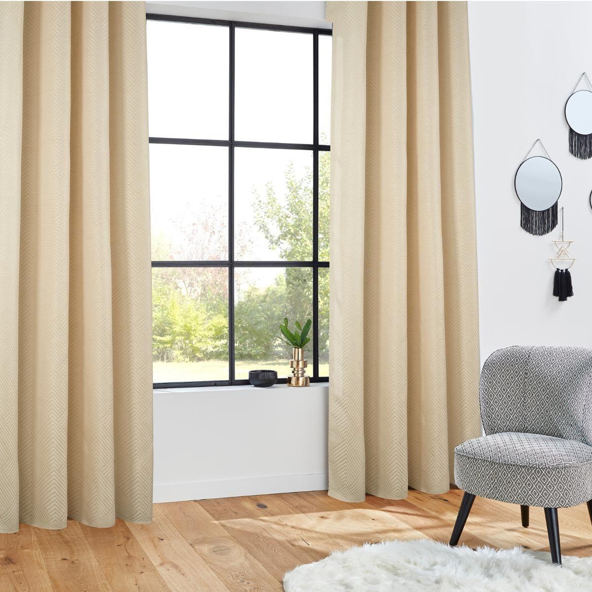 ATMOSPHERA Rideau à œillets jacquard  geomy  140x260cm lin