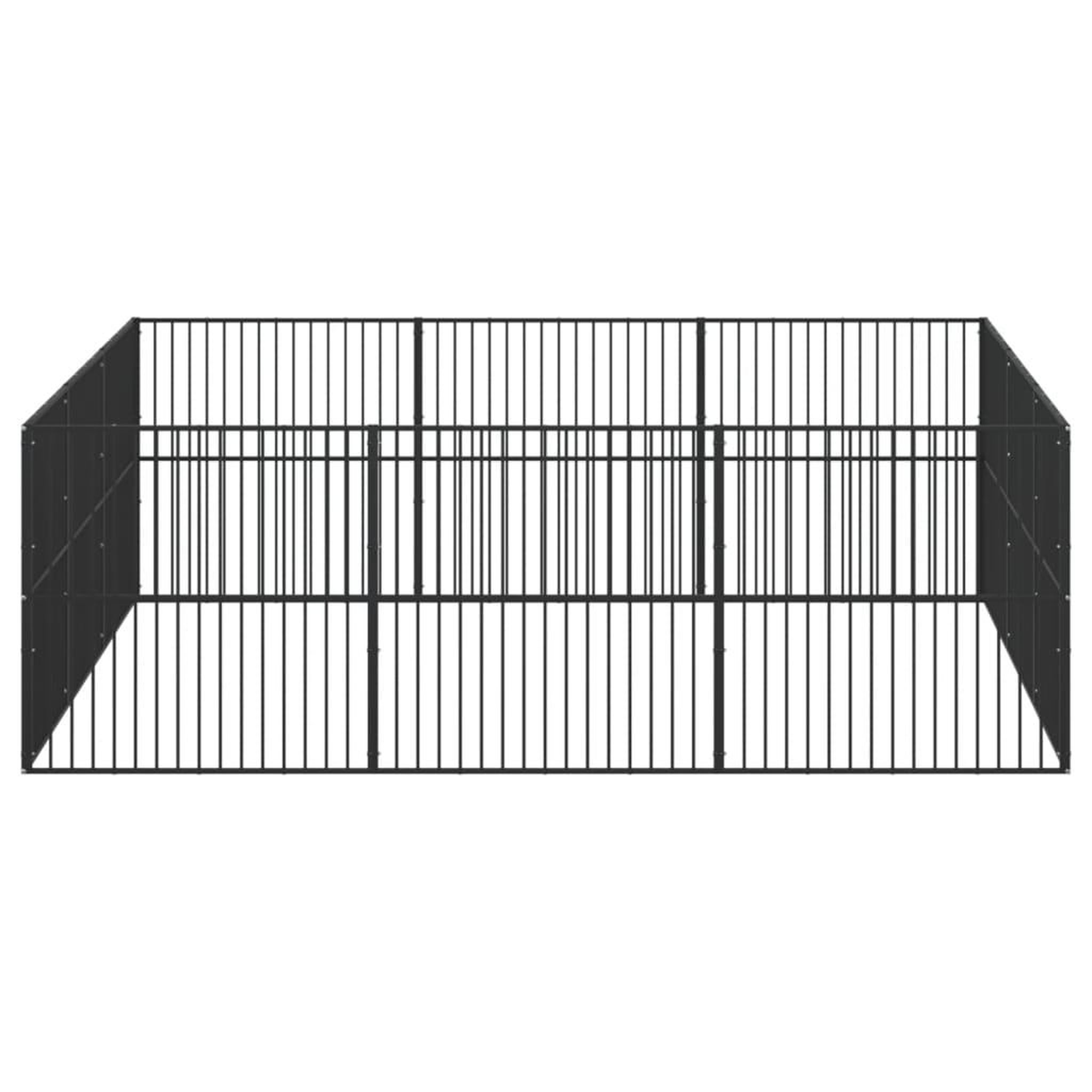 Voir la diapositive 4 : VIDAXL Parc pour chien 12 panneaux noir acier galvanise