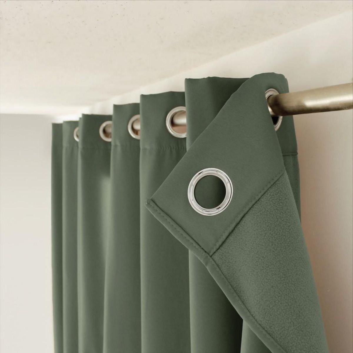 DECOSTARS Rideau thermique et occultant GLACIER 135x240 vert gris