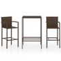Voir la diapositive 2 : VIDAXL Ensemble de bar de jardin 3 pcs Resine tressee Marron