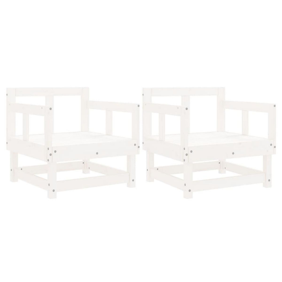 VIDAXL Chaises de jardin lot de 2 blanc bois massif de pin