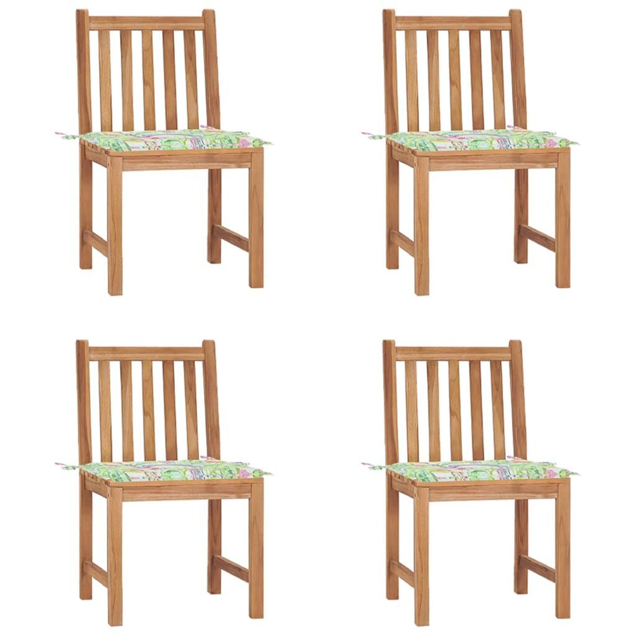 Voir la diapositive 1 : VIDAXL Chaises de jardin lot de 4 avec coussins Bois de teck massif