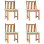 Voir la diapositive 1 : VIDAXL Chaises de jardin lot de 4 avec coussins Bois de teck massif