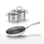 ELO Lot Poêle 28 cm Elo Relief Evolution & 2 Faitouts Elo Citrin 14/12 cm