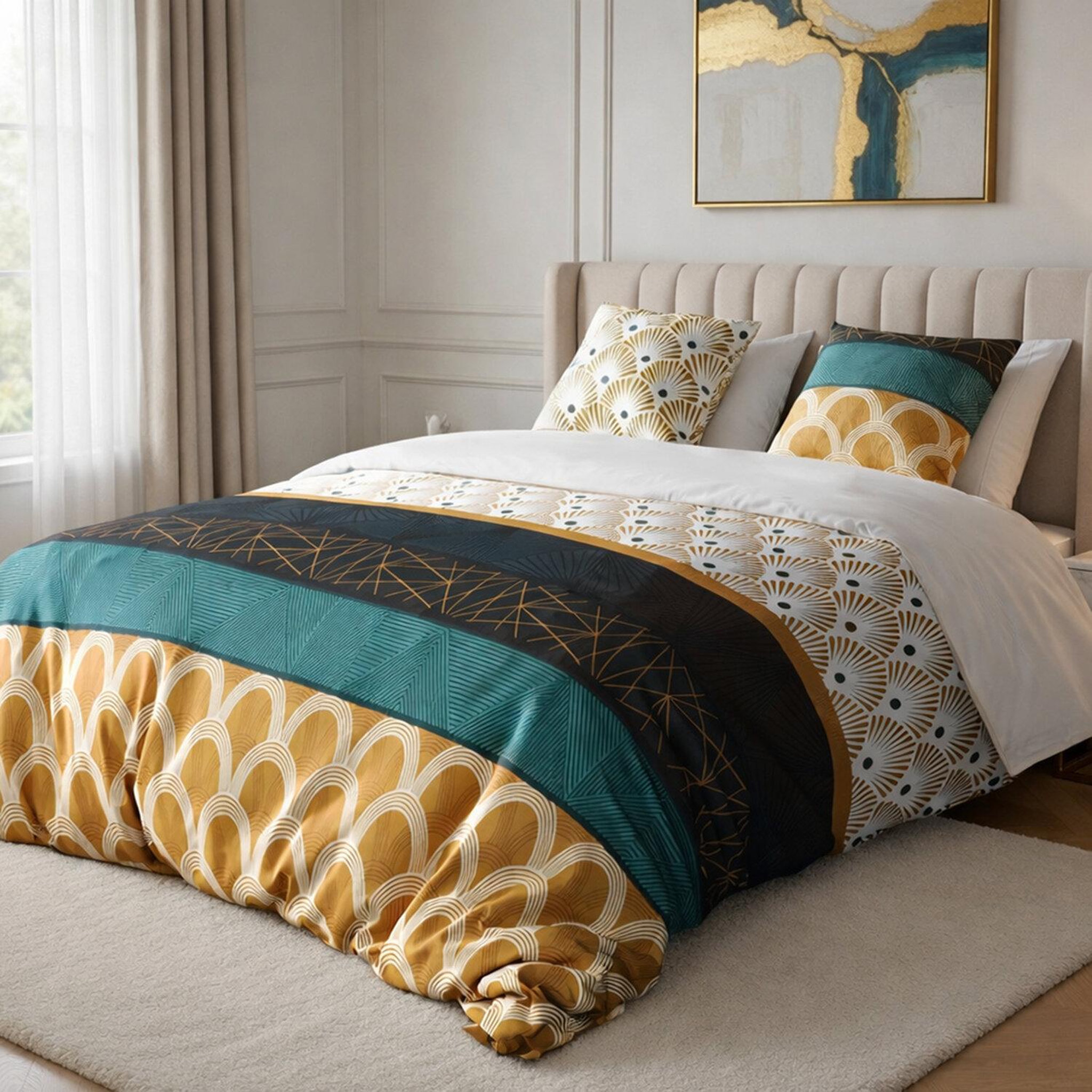 ATELIER DU COTON Parure housse de couette 100%coton 57fils bangui. Coloris disponibles : Jaune