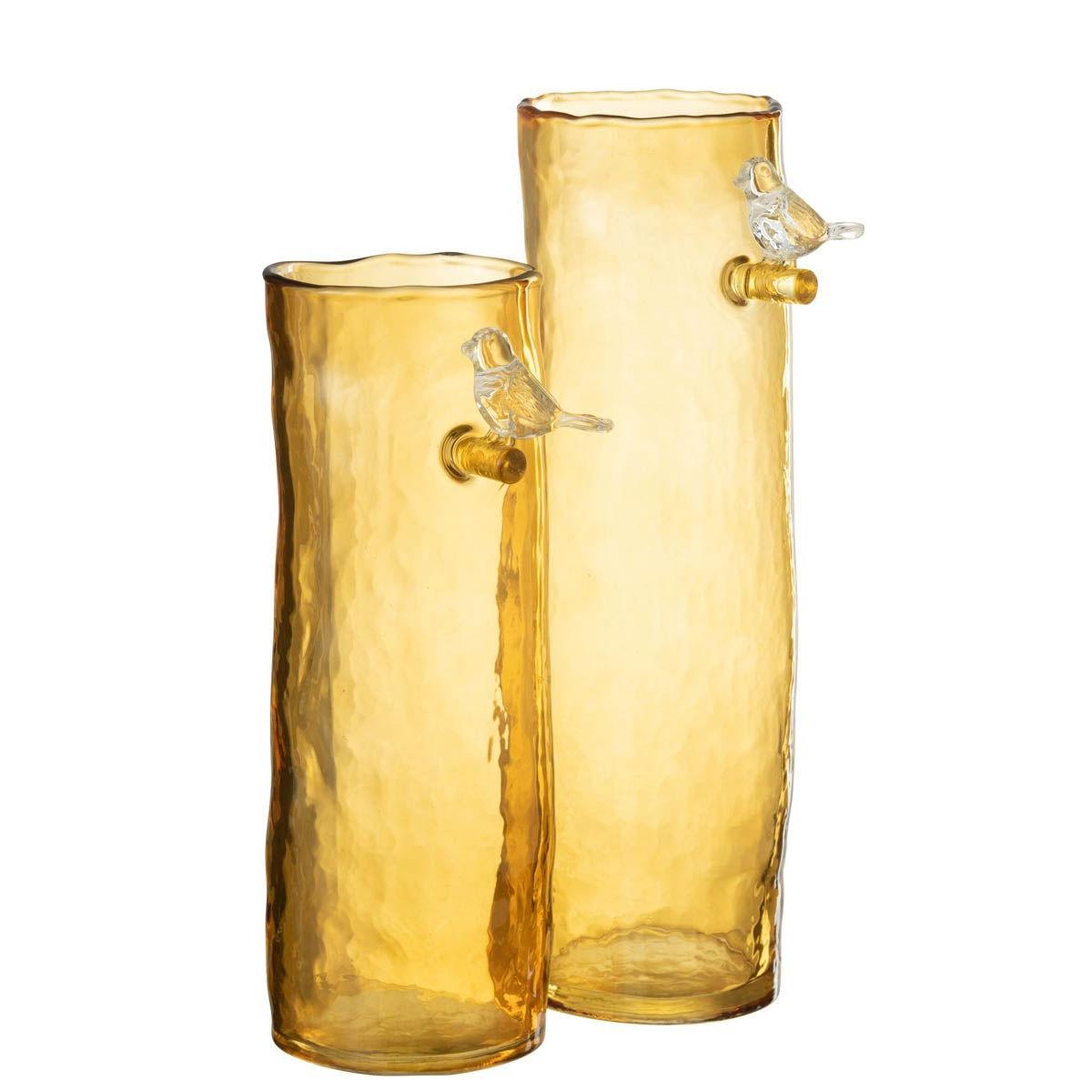 Voir la diapositive 2 : J-LINE Vase haut design  oiseau  27cm ocre