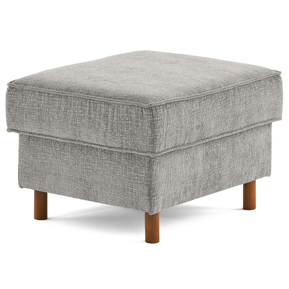 LISA DESIGN Jake - pouf en tissu velours relief - pieds en bois foncé