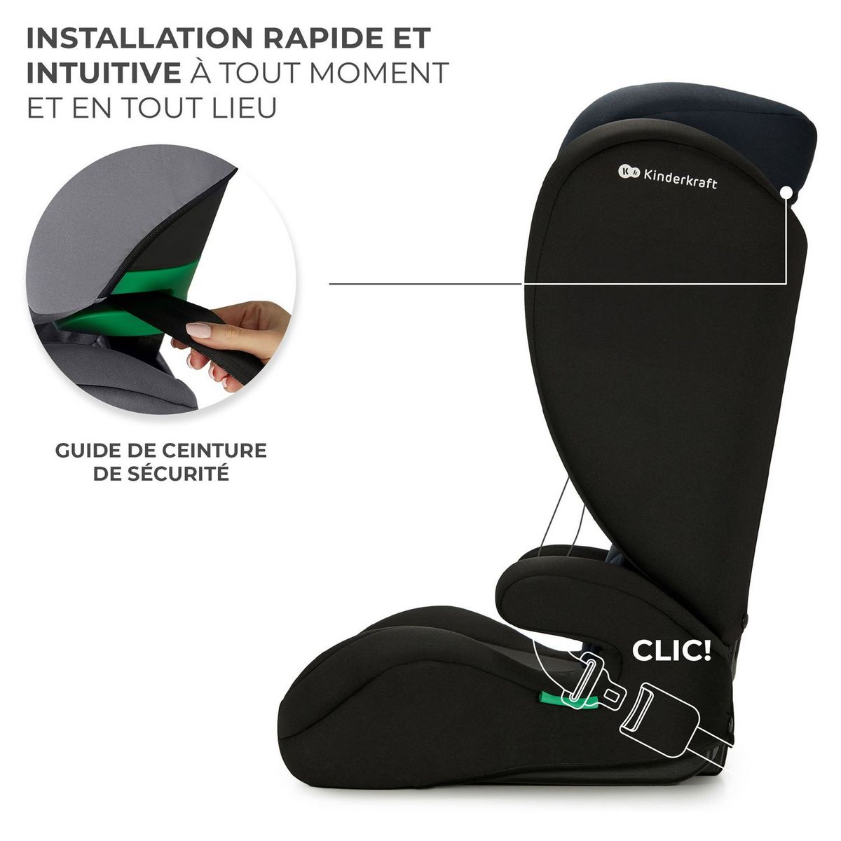 KINDERKRAFT Siège auto évolutif rehausseur 2en1 I-SPARK i-Size 100-150 cm