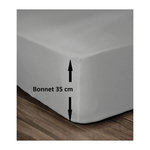 LOVELY HOME LOVELY HOME Drap Housse 100% Coton 180x200cm - Bonnet 35cm - Gris clair